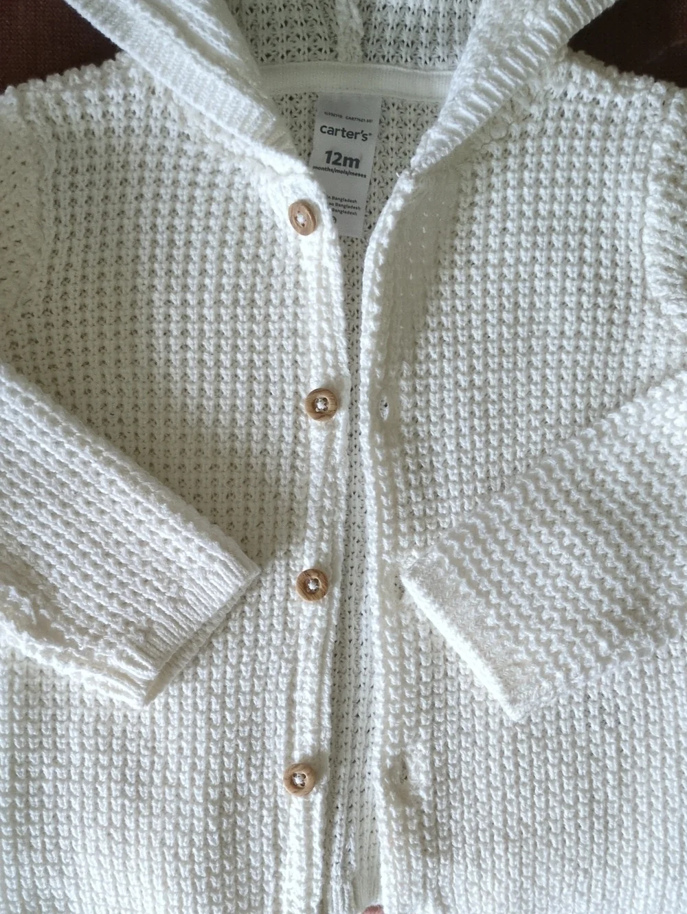 Carter's Cream Hooded Knit Baby Cardigan